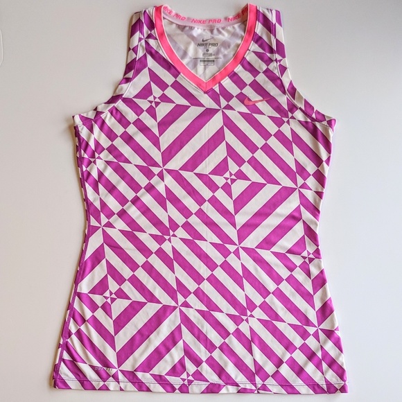 Nike Pro Dri-Fit Fitted Geometric Tank Top Pink - Picture 6 of 7